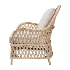 Kirklands Home Accent Chairs|Braided Rattan Accent Chair Ivory