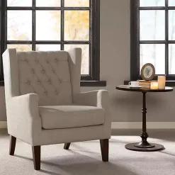 Kirklands Home Accent Chairs|Button Tufted Accent Chair Ivory