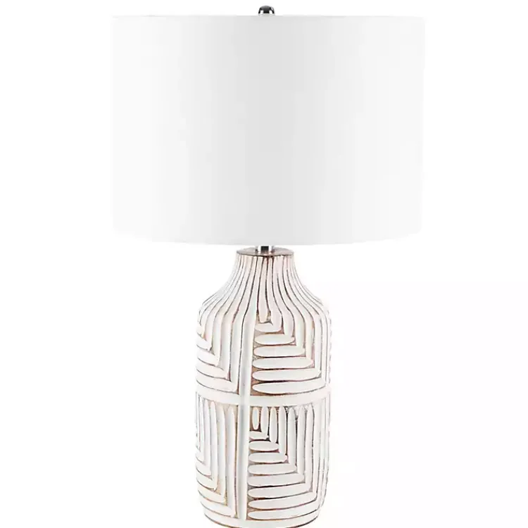 Kirklands Home Table Lamps|Ivory Carved Wood Dianne Table Lamp White