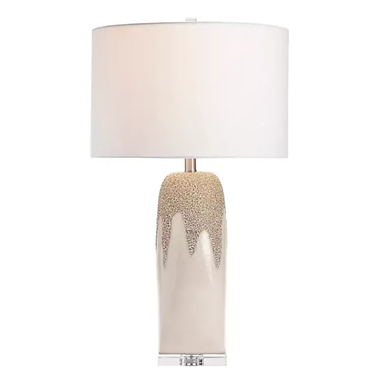 Kirklands Home Table Lamps|Ivory Ceramic Textured Base Table Lamp White