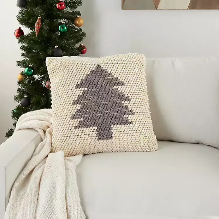 Outlet Ivory Christmas Tree Loop Throw Pillow Pillows