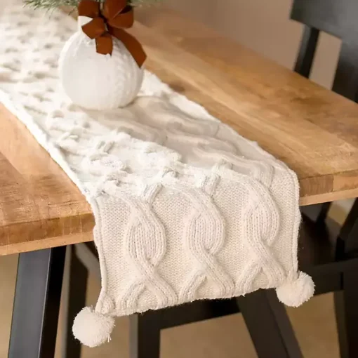 Kirklands Home Table Linens|Chunky Knit Table Runner, 90 in. Ivory