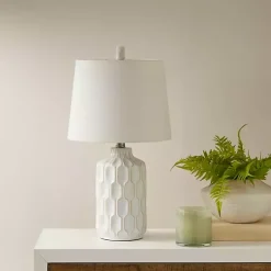 Kirklands Home Table Lamps|Ivory Contour Ceramic Table Lamp White