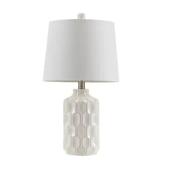 Kirklands Home Table Lamps|Ivory Contour Ceramic Table Lamp White
