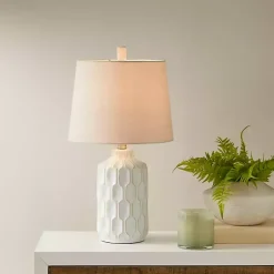 Kirklands Home Table Lamps|Ivory Contour Ceramic Table Lamp White