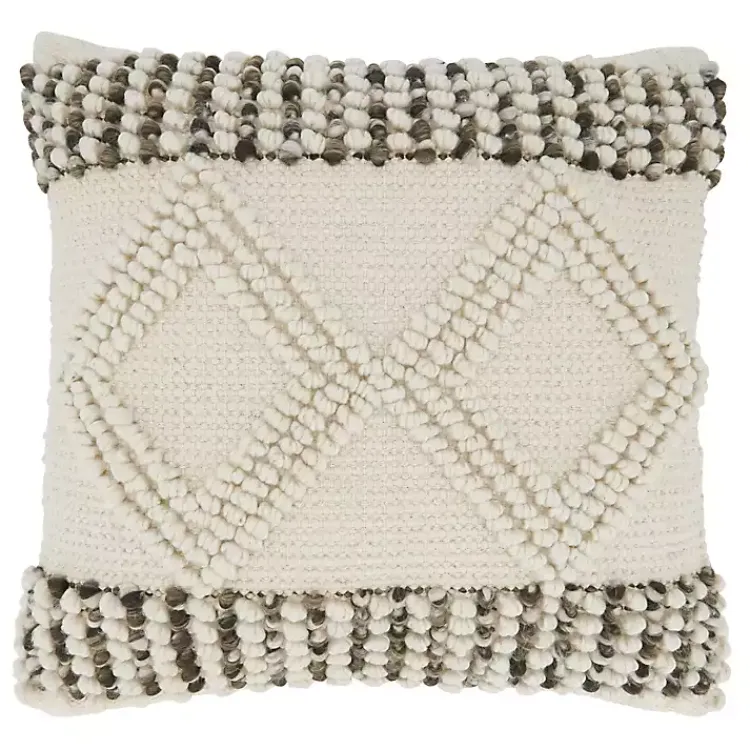 Ivory Diamond Woven Textured Polyester Pillow Pillows