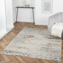 Kirklands Home Area Rugs|Distressed Medallion Washable Area Rug, 7x9 Ivory