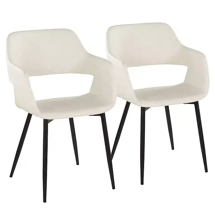 Kirklands Home Dining Chairs|Faux Leather Marge Dining Chairs, Set of 2 Ivory