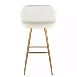 Kirklands Home Bar Stools & Counter Height Stools|Faux Leather Marge Bar Stools, Set of 2 Ivory