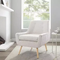 Kirklands Home Accent Chairs|Ivory Faux Sherpa Tufted Accent Chair White
