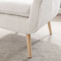Kirklands Home Accent Chairs|Ivory Faux Sherpa Tufted Accent Chair White