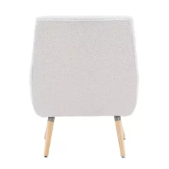 Kirklands Home Accent Chairs|Ivory Faux Sherpa Tufted Accent Chair White