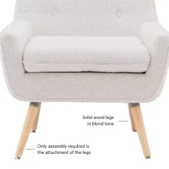 Kirklands Home Accent Chairs|Ivory Faux Sherpa Tufted Accent Chair White