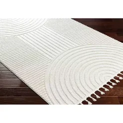 Kirklands Home Area Rugs|Geometric Lines Tassel Area Rug, 6x9 Ivory