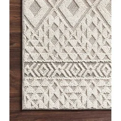 Kirklands Home Outdoor Rugs|Ivory Geometric Stripes Outdoor Area Rug, 5x7