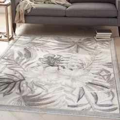 Kirklands Home Area Rugs|Ivory Grand Leaf Coastal Area Rug, 5x7