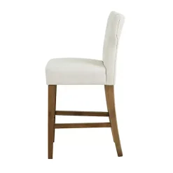 Kirklands Home Bar Stools & Counter Height Stools|Ivory Harrison Tufted Counter Stool White