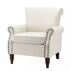 Kirklands Home Accent Chairs|Miriam Nailhead Trim Armchair Ivory
