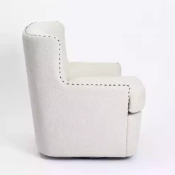 Kirklands Home Accent Chairs|Nailhead Wingback Swivel Accent Chair Ivory