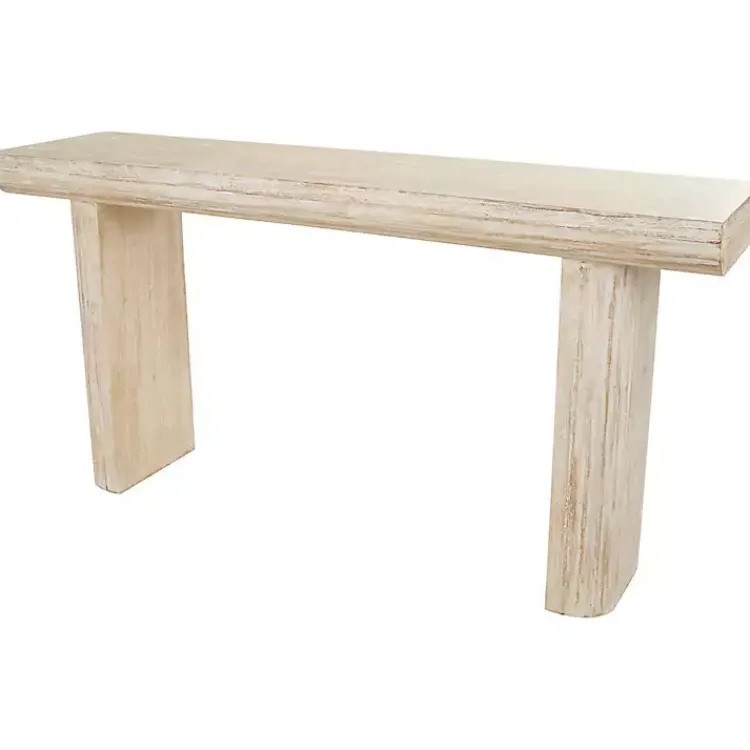 Kirklands Home Console Tables|Natural Wood Grain Console Table Ivory