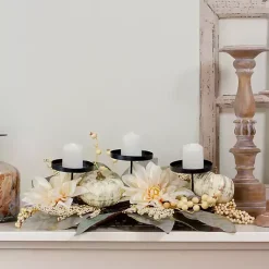 Online Pumpkin and Dahlia Candle Centerpiece Arrangements & Greenery