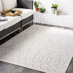 Kirklands Home Area Rugs|Ivory Raised Diamond Stripes Area Rug, 8x10 White