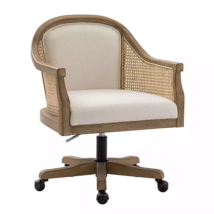 Kirklands Home Office Furniture|Rattan Swivel Office Chair Ivory