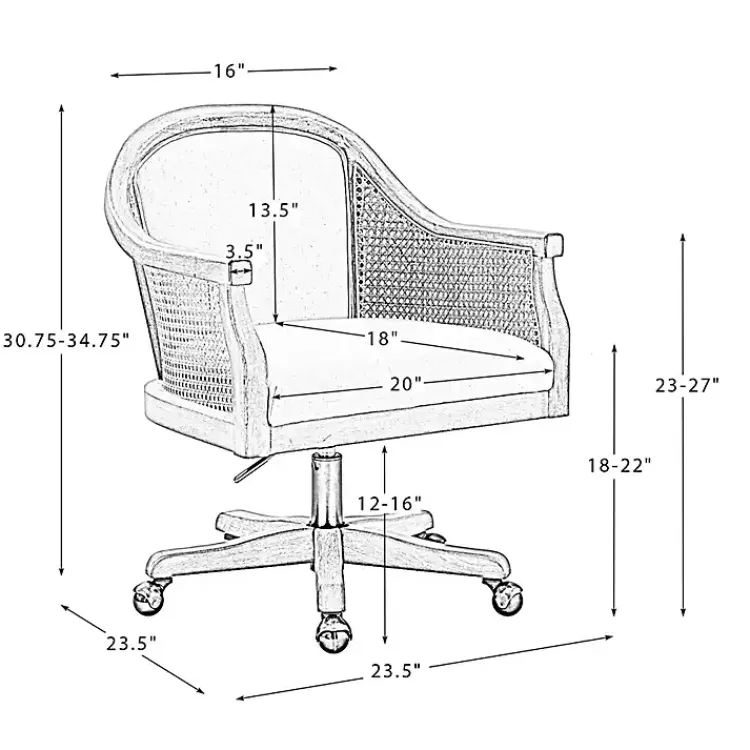 Kirklands Home Office Furniture|Rattan Swivel Office Chair Ivory