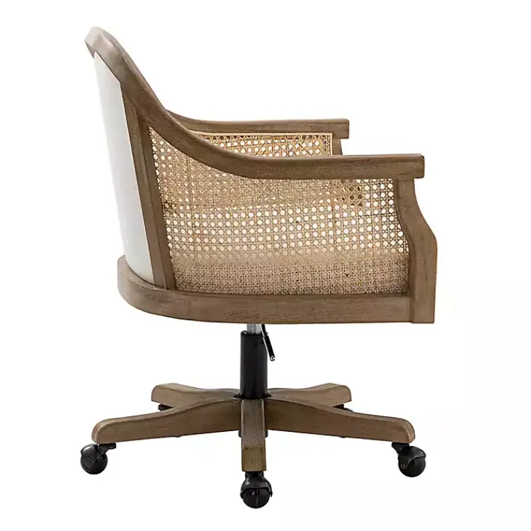 Kirklands Home Office Furniture|Rattan Swivel Office Chair Ivory