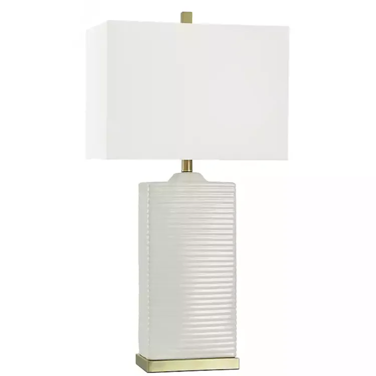 Kirklands Home Table Lamps|Ribbed Ceramic Rectangular Table Lamp Ivory