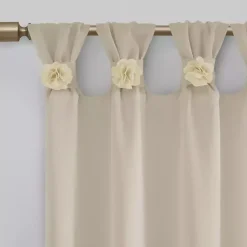 Kirklands Home Curtains & Drapes|Rosette Tab Top Curtain Panel, 63 in. Ivory