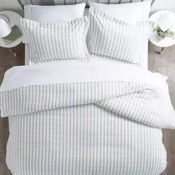 Kirklands Home Duvets|Rugged Stripes Puffed 3-pc. King Duvet Set Ivory