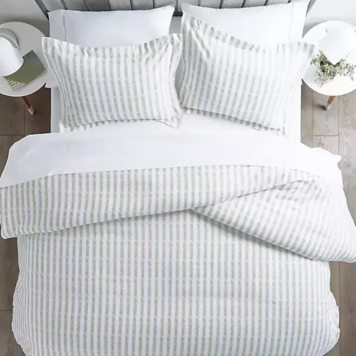 Kirklands Home Duvets|Rugged Stripes Puffed 3-pc. King Duvet Set Ivory