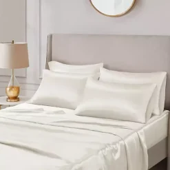 Kirklands Home Bed Sheets|Satin 6-pc. King Sheet Set Ivory