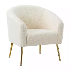 Kirklands Home Accent Chairs|Sherpa Venice Accent Chair Ivory