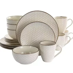 Kirklands Home Dinnerware|Stoneware Texture 16-pc. Dinnerware Set Ivory
