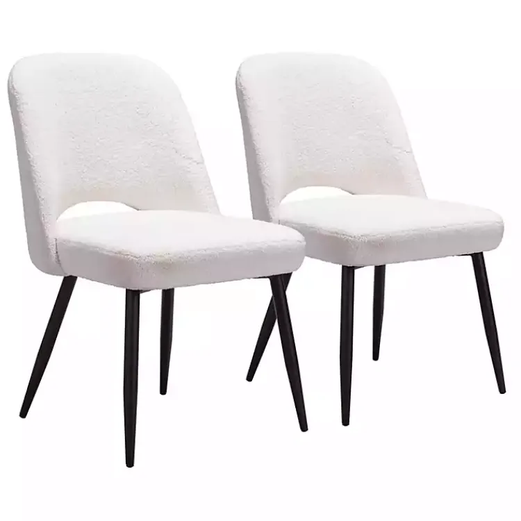 Kirklands Home Dining Chairs|Ivory Teddy Upholstered Dining Chairs, Set of 2 White