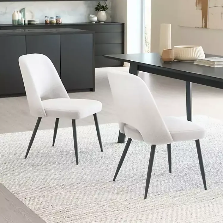 Kirklands Home Dining Chairs|Ivory Teddy Upholstered Dining Chairs, Set of 2 White