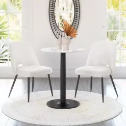 Kirklands Home Dining Chairs|Ivory Teddy Upholstered Dining Chairs, Set of 2 White