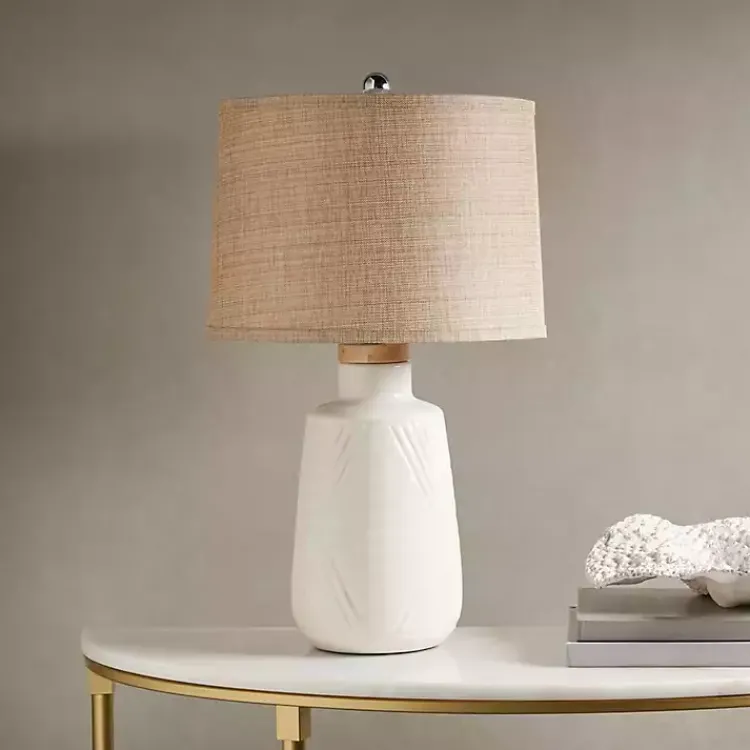 Kirklands Home Table Lamps|Ivory Textured Ceramic Boho Table Lamp Brown