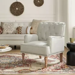 Kirklands Home Accent Chairs|Tufted Britt Accent Chair Ivory