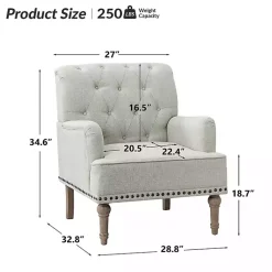 Kirklands Home Accent Chairs|Tufted Britt Accent Chair Ivory