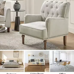 Kirklands Home Accent Chairs|Tufted Britt Accent Chair Ivory
