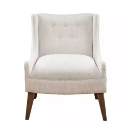 Kirklands Home Accent Chairs|Tufted Curved Accent Chair Ivory