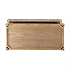 Kirklands Home Benches & Ottomans|Tufted Rectangle Wood Ottoman Ivory