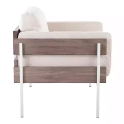 Kirklands Home Accent Chairs|Ivory Upholstered Wood Accent Chair Gray