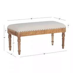 Kirklands Home Benches & Ottomans|Upholstered Seashell Wood Bench Ivory