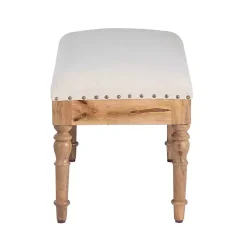 Kirklands Home Benches & Ottomans|Upholstered Seashell Wood Bench Ivory