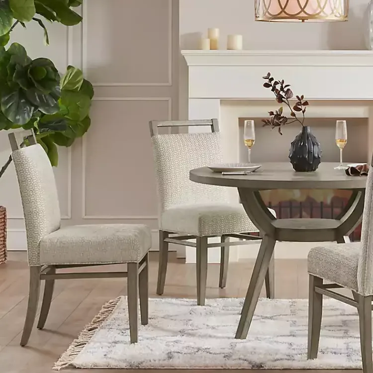 Kirklands Home Dining Chairs|Upholstered Wooden Dining Chairs, Set of 2 Ivory