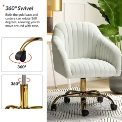 Kirklands Home Office Furniture|Velvet Swivel Jacyln Office Chair Ivory